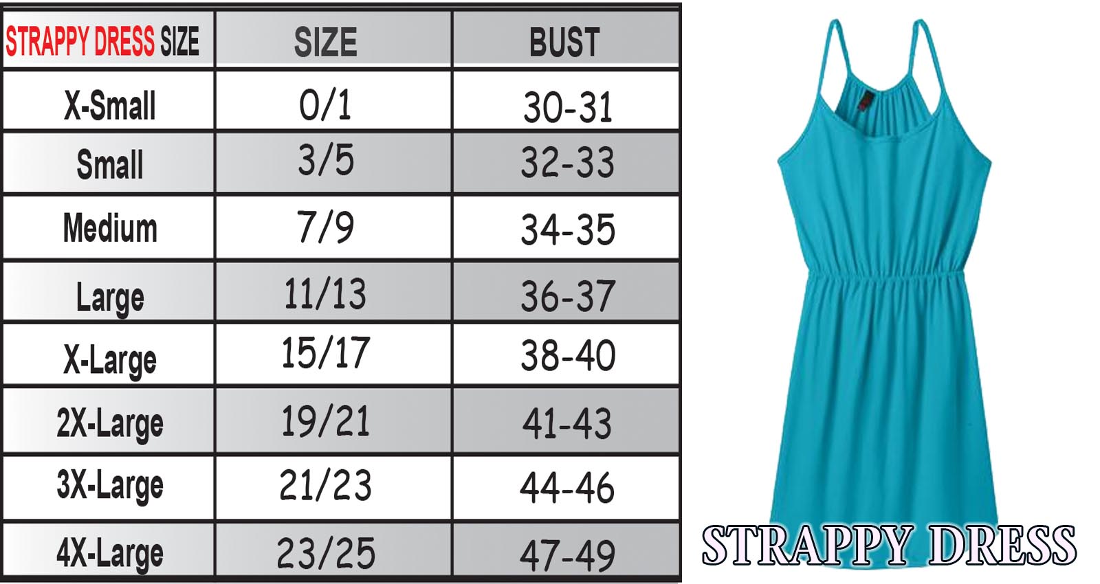 Dresses Sizing Charts - Tees2urdoor